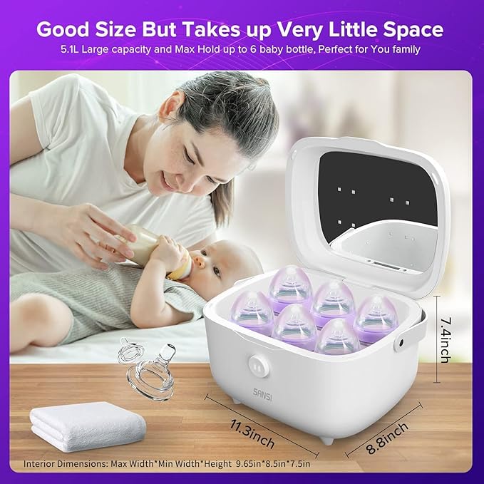 SANSI UV Light Sanitizer Box with 360° UVC Chips Sanitizes in 5 Minutes 5.1L Large Capacity Sanitizer for Baby &amp The Whole Family (15W)
