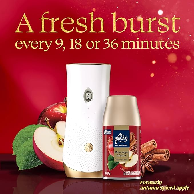 Glade Automatic Spray Refill 6 Pack Warm Apple &amp Spices Scent Home Fragrance Refill Can 6.2 oz