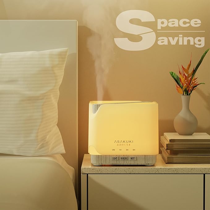 ASAKUKI Essential Oil Diffuser for Home Large 700 ml Humidifier with Automatic Shut-Off Quiet Aromatherapy Diffuser with 7 LED Lights for Living Room Kitchen Bedroom Hotel - White