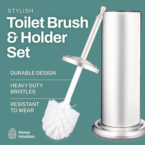2 Pack Stainless Steel Modern Toilet Brush &amp Holder Set Bathroom Bowl Cleaner Brush with Caddy