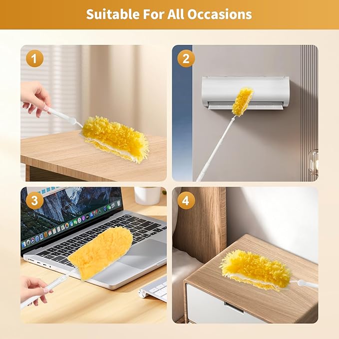 50 Pack Duster Refill Compatible with 1 Extendable Handle 360 Heavy Duty Duster Kit with 1 Handle Multi-Surface Disposable Dusters Refills for Cleaning Corner Furniture Car Blinds