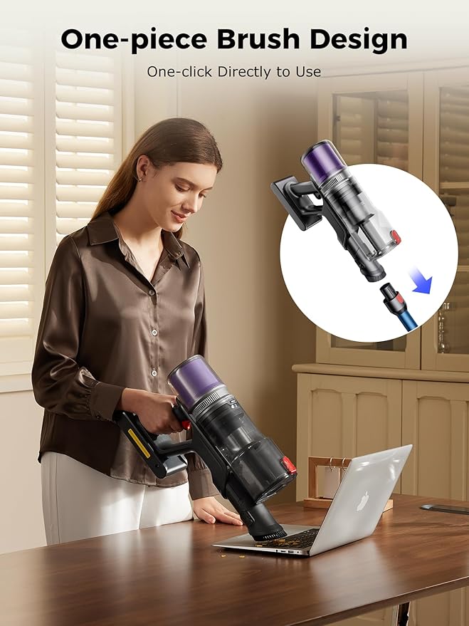 Proscenic Cordless Vacuum Cleaner 45Kpa 55Mins Runtime 180°Bendable Wand Vacuum Cleaners for Home with Green Light Anti-Tangle Brush Rechargeable Lightweight Stick Vacuum for Pet Hair P16(Blue)