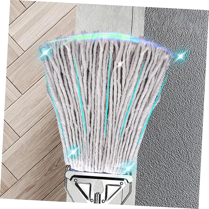 FRCOLOR Heavy Duty Cotton Mop for Hardwood and Tile Cleaning Versatile Wet Mop with Excellent Absorbency Durable Design and Comfortable Long Handle for Easy Use