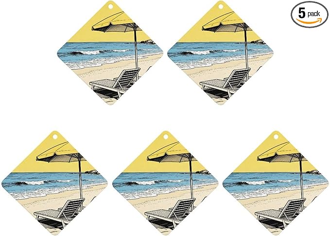 5PCS Car Air Freshener Hanging Personalized Double Sided Summer Beach Car Fresheners Long Lasting New Cars Scents Cute Automotive Freshies for Closets Drawers (tea)