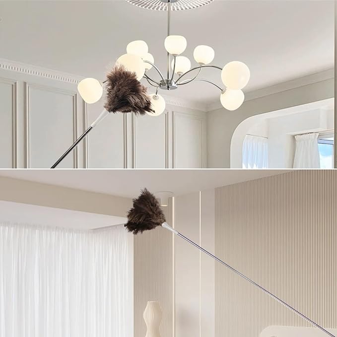 Ostrich Feather Duster Pole 28 to 72 InchExtendable Feather Duster Used for Home Cleaning Ceilings Furniture Fans