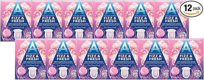 Astonish Special Aromatic Edition Toilet Bowl Fizz &amp Fresh Deep Cleaning Foam Action Tabs Pink Peony Fresh Scent 8 Tablets 12 pack