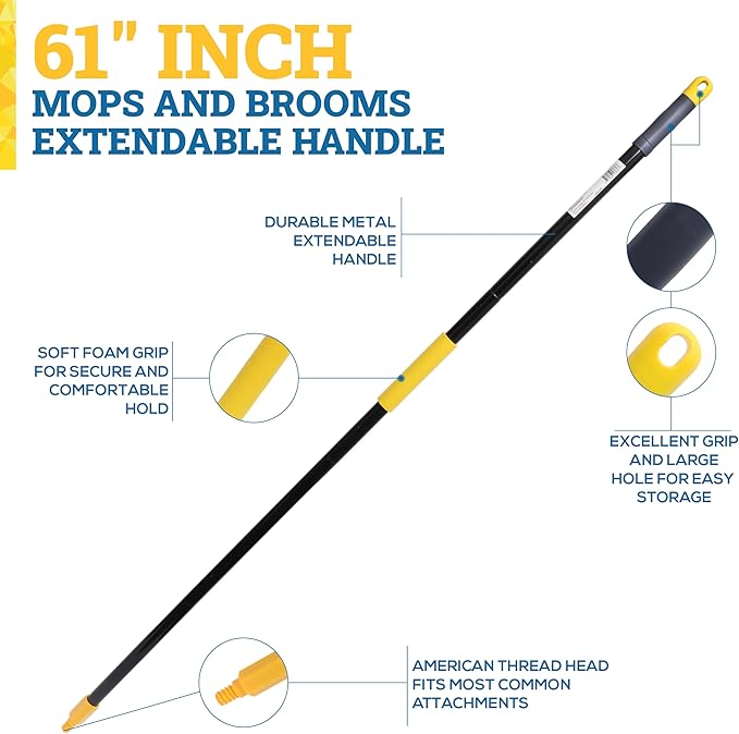 Kleen Handler Microfiber Mop Cloth Heads Replacements with 61 Extendable Handle 3 Pc Screw On Mop Refill for Commercial &amp Household Cleaning Compatible with All Standard US Threading Pole Handl