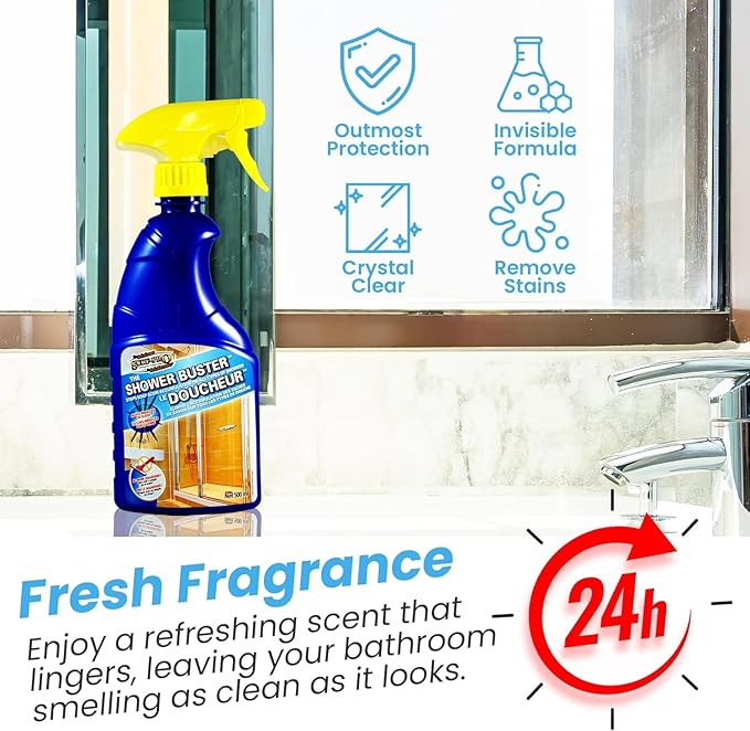 Shower Cleaner Buster Spray - all Types of Surfaces Shower Glass Cleaner Stop Soap Scum &amp Water Stain (2 x 500 ML / 16.9 OZ)