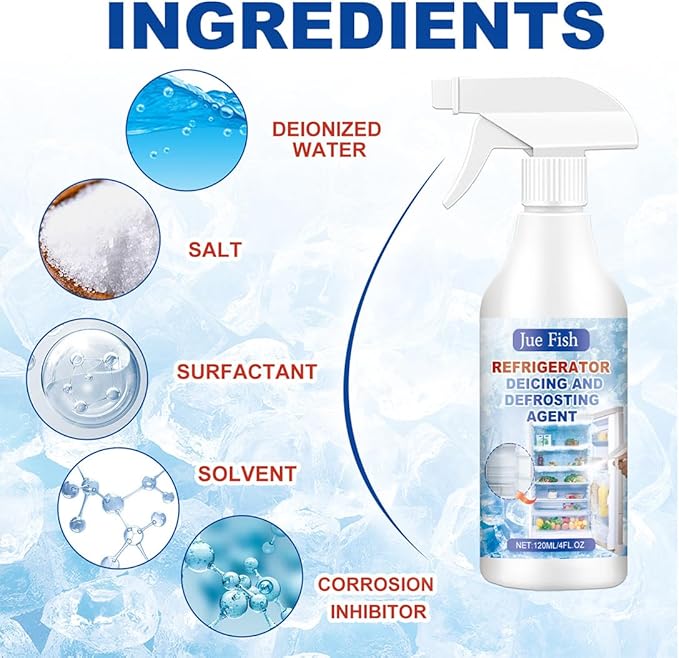 Defrosting Spray for Fridge Freezer Fridge Freezer Defrosting Spray Powerful Refrigerator Defrost Spray Refrigerator Defrosting Spray Fast Frost Removal &amp Streak-Free Shine (5Pcs-120ml)