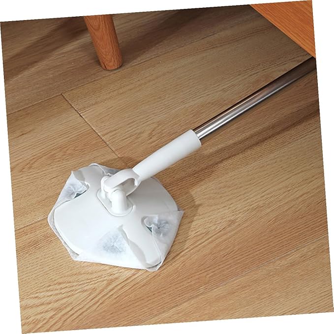 Retractable Household Dust Mop with Rotatable Handle No-wash Triangular Microfiber Cleaning Mop for Floor and Desktop Dust Removal White Extendable Handle for Home Cleaning