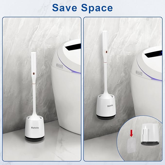 Electric Toilet Bowl BrushSilicone Toilet BrushToilet Bowl Brush and Holder Set with Ventilated HolderToilet Brush Floor Standing Wall Mounted Without DrillingRechargeable 2packs