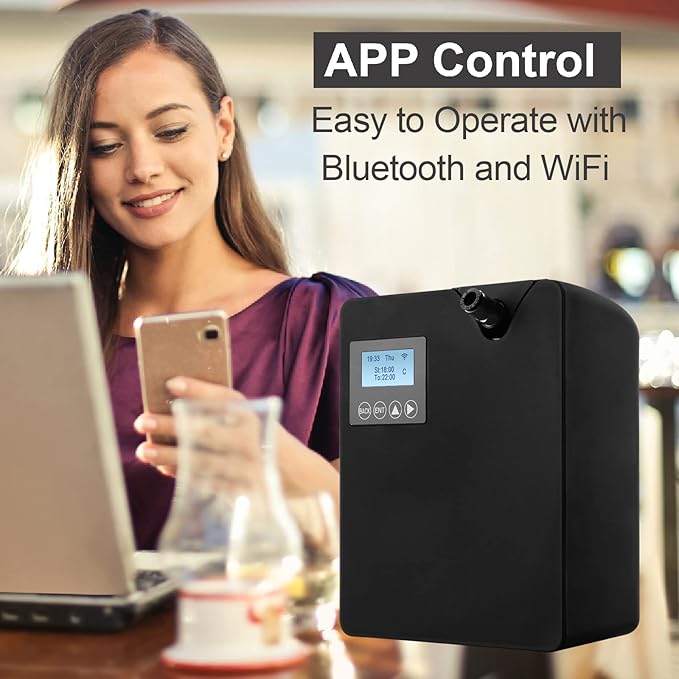 Smart Scent Air Machine with Professional Cold-Air Diffusion Technology for Home Waterless Essential Oil Diffuser 300ml HVAC Oils Large Room Business Office Spa Room (Black)
