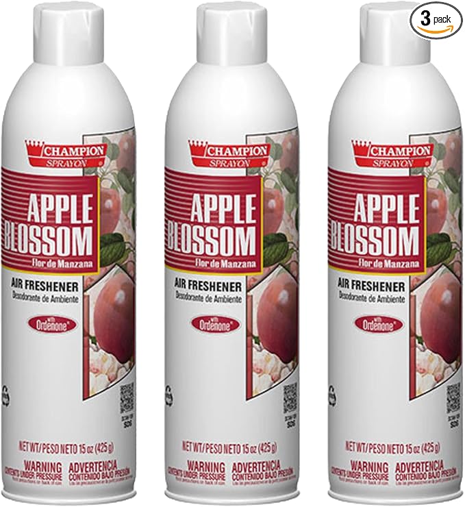 Champion Sprayon Water-Based Air Freshener Spray 14 oz Odor Control Room Freshener Apple Blossom (3 Pack)