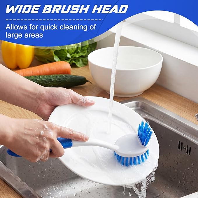 LemonRoad 20 Pcs Kitchen Scrub Brush Bulk with 2 Sided Stiff Bristles Dish Washing Scrubber Vegetable Brush Anti Slip Handle Washing Cleaning Dish Scrubber for Housekeeping Pots Pans Kitchen Sink