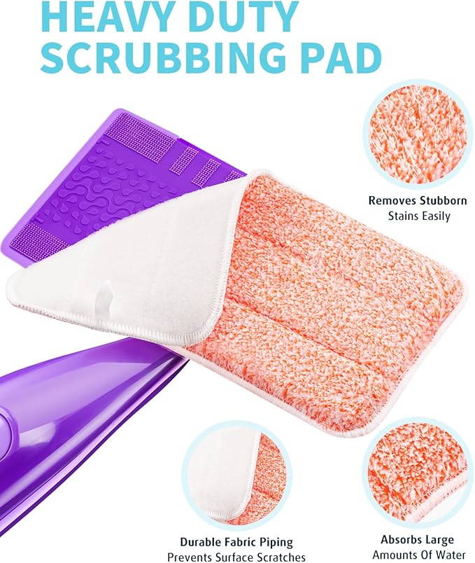 Power Scrubbing Reusable Mop Pads for Swiffer Wet Jet Mops (12 Pack) Wet Jet Refills Washable Microfiber Mop Pads for Floor Cleaning Wet Dry Use