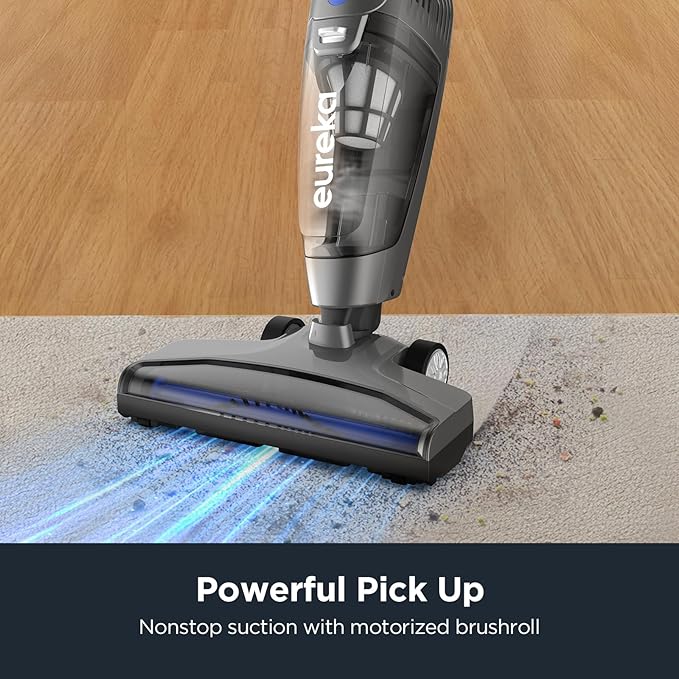 Eureka Corded Stick Vacuum Cleaner for Home Pet Hair Lightweight Stick Vacuum Cleaner with Powerful Suction for Carpet Tile and Hard Floor Blue 3-in-1 Handheld Vac NES312