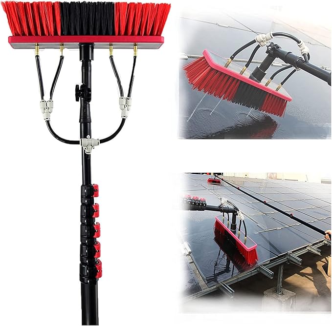 Window Glass Cleaner Pole Kit with Water Fed Pole and Hose Photovoltaic and Solar Panels Cleaning Brush Equipment10.8M/36FT