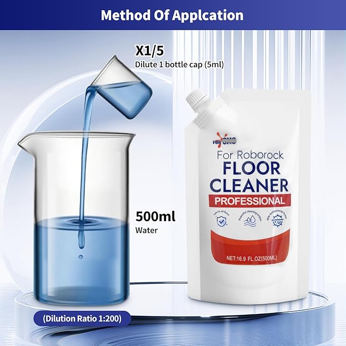 Floor Cleaning Solution 2 bags Refill Fresh Scent Compatible with Roborock Series &amp All Robot Vacuums Eco-Safe Streak-Free Formula for Hard Floors Pet &amp Kid Friendly