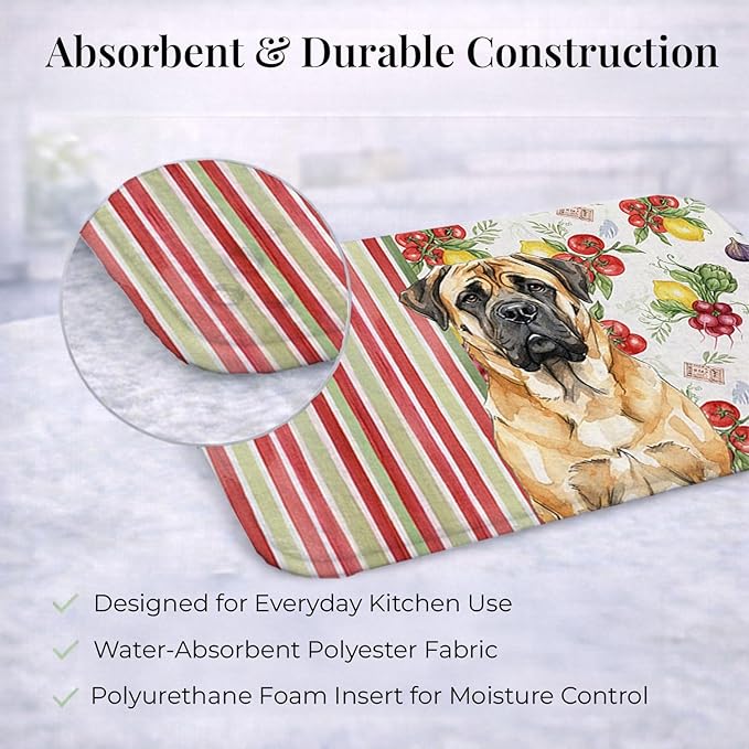 Caroline's Treasures Fawn Mastiff Vegetables Dish Drying Mat Absorbent Dish Drying Mat Pad for Kitchen Counter Dish Drainer Mat for Countertop 14 x 21 Multicolor