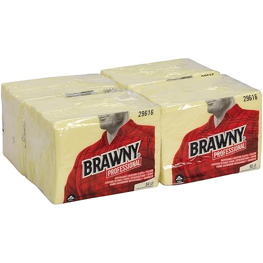 Georgia-Pacific Brawny Yellow 1/8 Fold Disposable Dusting Cloth by GP PRO 24 Length x 17 Width 29616 (Case of 4 Packs 50 Cloths per Pack)