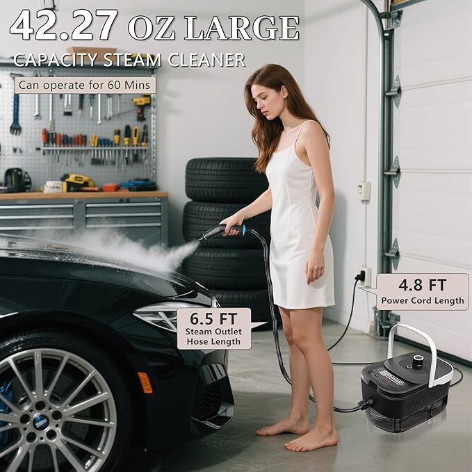 Steam Cleaner Steamer for Cleaning 2500W Pressurized Steam Cleaner with 12 Attachments Portable Steamer Cleaner for Home Car Kitchen Bathroom Furniture Tile Grout (White)