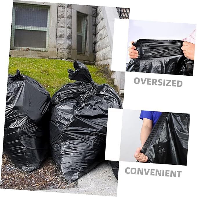 Large Trash Bags 50pcs Heavy Duty Garbage Can Liners 80x100cm Oversized Black Kitchen and Commercial Trash Bags for Outdoor Property Hotel and Garden Use
