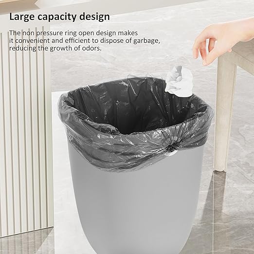 VICASKY Large Capacity Kitchen Wastebasket with Bag Fixer PP Material Garbage Bucket for Home Office Bedroom Bathroom Practical Rubbish Bin in Gray