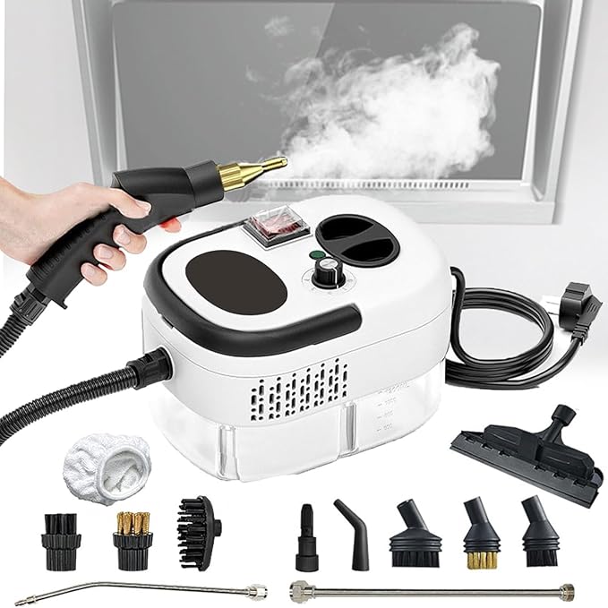 Portable Cleaning Steam Machine 2500W Handheld Steam Cleaner with 1200ML Water Tank 6 Wind Speed Adjustment and 105℃ High Temperature Steam 15 Seconds Quick Heating for Kitchen Furniture