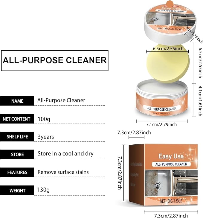 Multi-Functional Cleaning Paste - Removes Stubborn Stains Grease &amp Odors Protects Surfaces Easy To Use(2PCS)