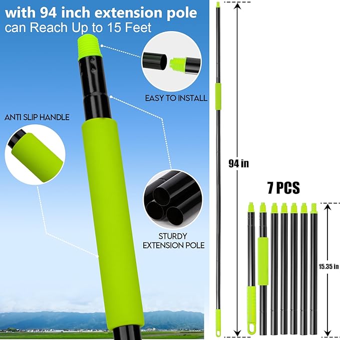 15 Foot Dusters for Cleaning Duster with Extension Pole 7-15ft Microfiber Feather Duster Used for Cleaning Ceiling Fan High Window Blinds Shutters Sofa Cobweb Duster for Home (14 PCS)
