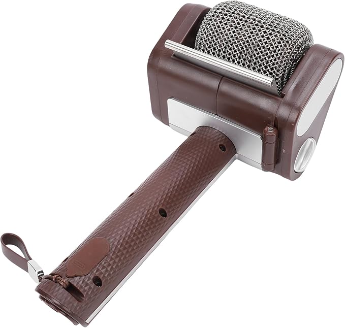 Electric Grill Cleaner Cordless Rechargeable BBQ Accessories Scrubber Brush with 350 RPM Stainless Roller LED Light Spinning Grill Cleaning Scrub Brush for BBQ Grates (Brown)