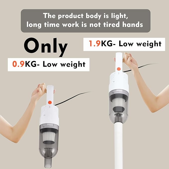 6-in-1 Lightweight Stick Vacuum Cleaner with 350W Powerful Motor Mini Portable Household Handheld Vacuum Cleaner for Domestic Hard Floors Carpets and Pet Hair(Porcelain White Corded)