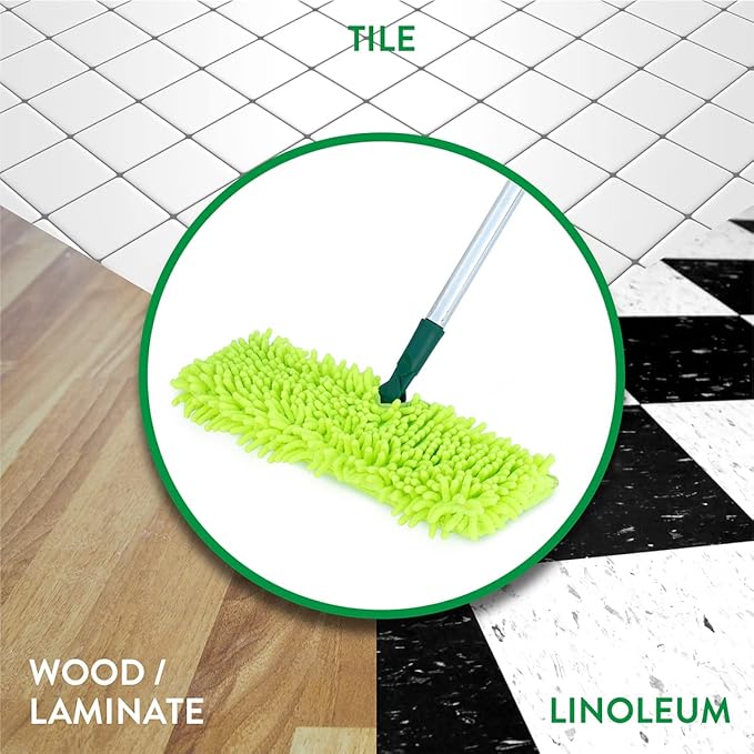Pine-Sol Telescopic Microfiber Dry/Wet Mop – Dust Mopping for Cleaning Hardwood Floors Tile Laminate | Swivel Sweeper with Washable Pad and Extendable Metal Handle