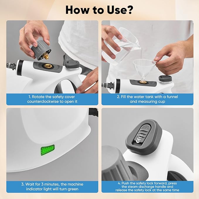 Saker Handheld Steam Cleaner NewPortable Steam Cleaner for Home1050W Steam Cleaner4 Fiber Cloths for Quick Heating &amp Deep Cleaning of Floors Cars and Kitchen
