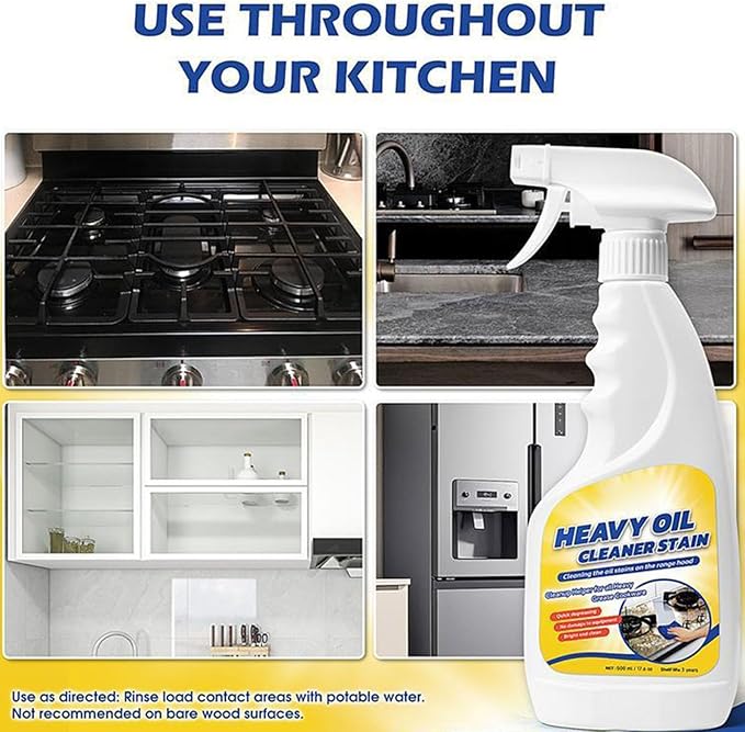 Kitchen Heavy Oil Cleaner Stain Kitchen Oil Stain Cleaner Spray Heavy Duty Degreaser Spray Home All-Purpose Grease Remover (1 bottle)