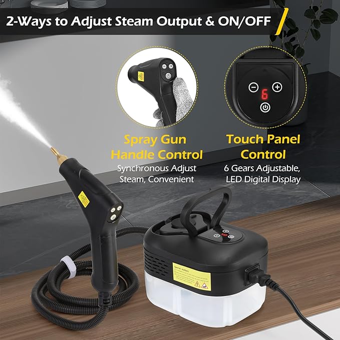 Dyna-Living Steam Cleaner 1500W Handheld Steamer for Cleaning Portable Car Steamer Cleaner 221℉ High-Temp Steamer Cleaner for Home Intelligent Touch Panel &amp Spray Gun Control