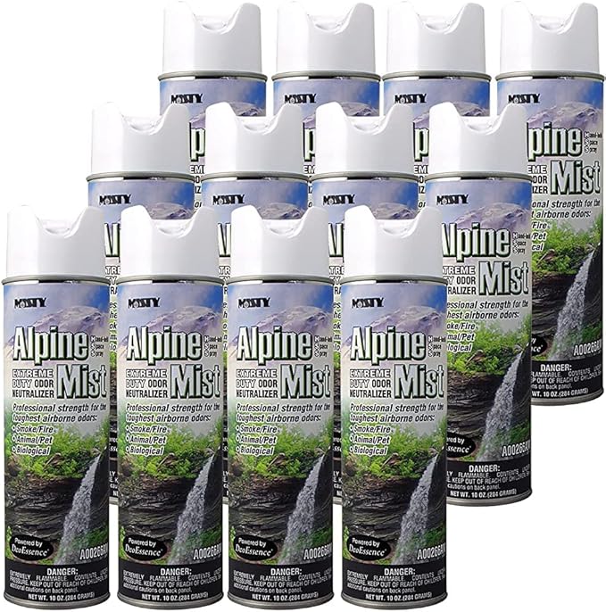 Misty Air Freshening Deodorizing Spray - Alpine Mist - 10 oz (Case of 12) 1039394 - Premium Odor Neutralizer for Smoke Organic Decay and Other Unwanted Odors