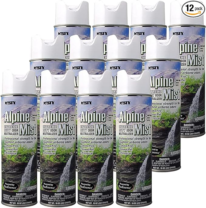 Misty Air Freshening Deodorizing Spray - Alpine Mist - 10 oz (Case of 12) 1039394 - Premium Odor Neutralizer for Smoke Organic Decay and Other Unwanted Odors