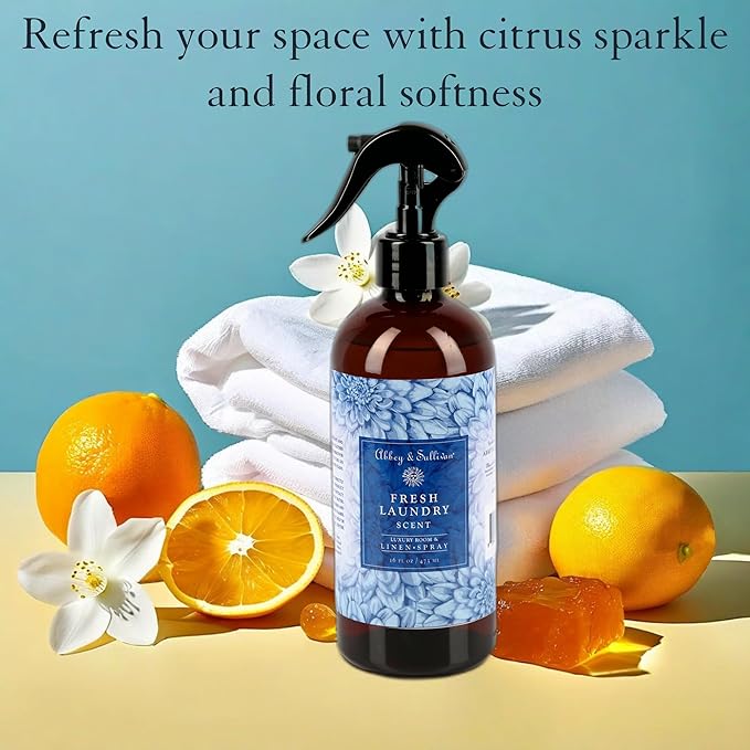 Abbey &amp Sullivan Linen Spray Fresh Laundry Scent with Fresh Green Floral Musk Pack of 2 16 oz
