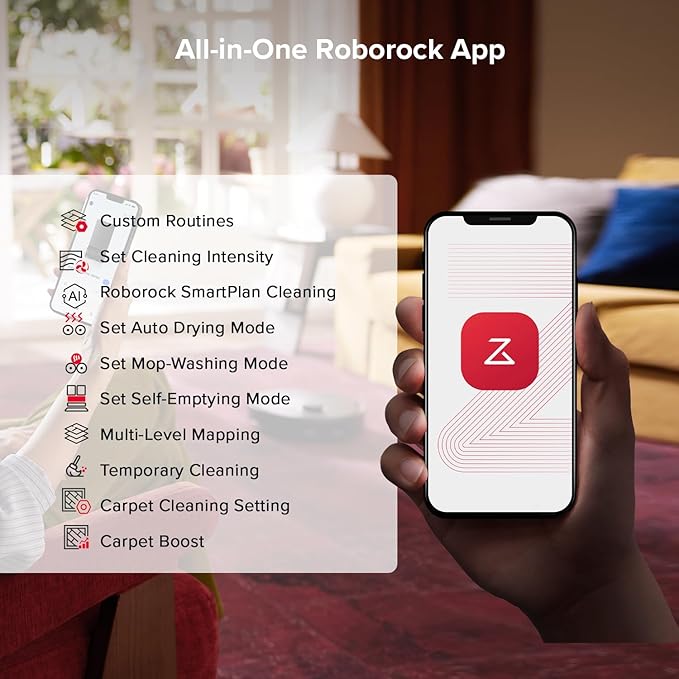 roborock Qrevo S5V Robot Vacuum and Mop FlexiArm Edge Mopping 12000Pa Suction Dual Zero-Tangle System Smart Obstacle Avoidance 10mm Mop Lifting Auto Mop Washing&ampDrying Self-Emptying&ampRe