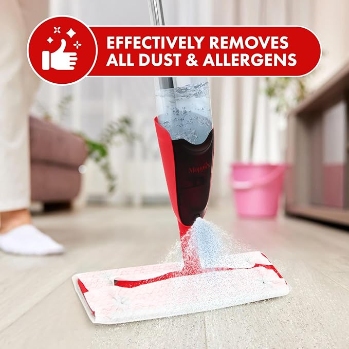 Premium Spray Mop for Floor Cleaning - 10 Disposable Sheets Hard Wood Floor Cleaner for Mess Free Mopping and Shining