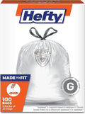Hefty Made to Fit Trash Bags Fits simplehuman Size G (8 Gallons) 100 Count (5 Pouches of 20 Bags Each)