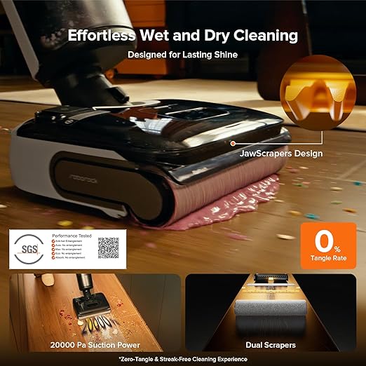 roborock F25 Combo Cordless Wet Dry Vacuum Cleaner 5-in-1 Stick Vacuum Mop with 180° Lie-Flat Floor Cleaner Machine with 194°F Hot Air Flash Drying &amp Self Cleaning Whole-House Cleaning