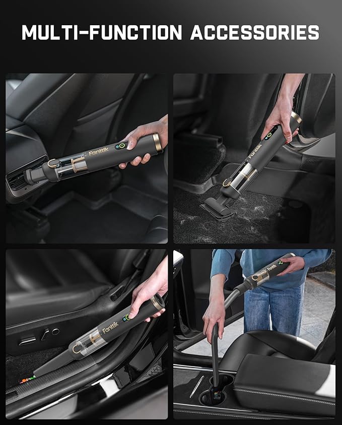 Fanttik Slim V10 APEX Cordless Car Vacuum 4-in-1 Portable Mini Handheld Vac 19kPa Suction Power Upgraded Smart Digital Display 2 Suction Modes for Small Jobs Car Office Desk Keyboards (Gray)