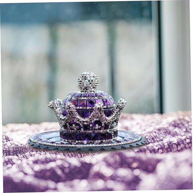 Crown-Shaped Car Air Freshener Diamond Car Ornaments with Anti-Slip Pad Interior Decoration for Home Office(Purple) Perfume Bottle Holder Ornament Air Freshener Cup Holder
