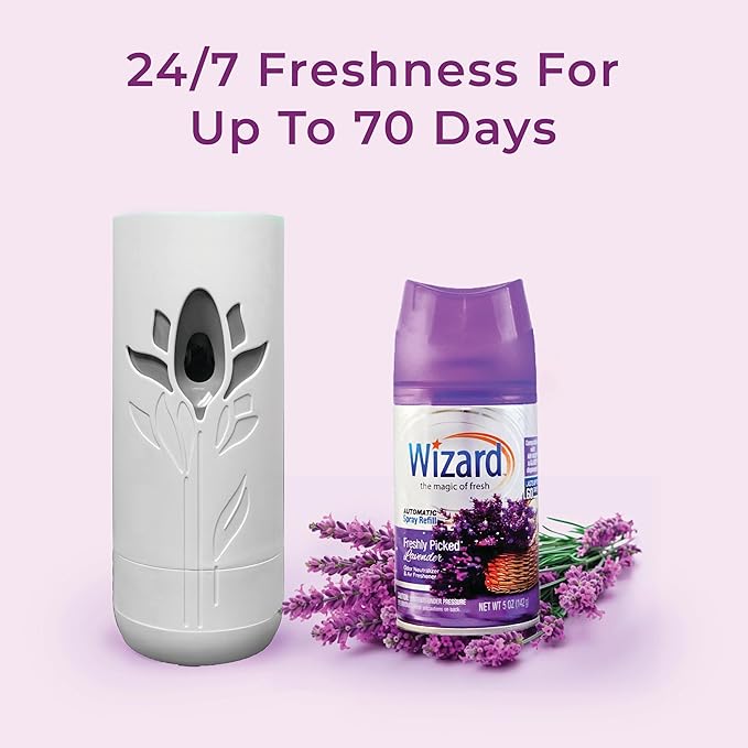 Wizard Automatic Spray Refill and Holder Kit Air Freshener for Home and Bathroom Fresh Pick Lavender 5 Oz3 Count