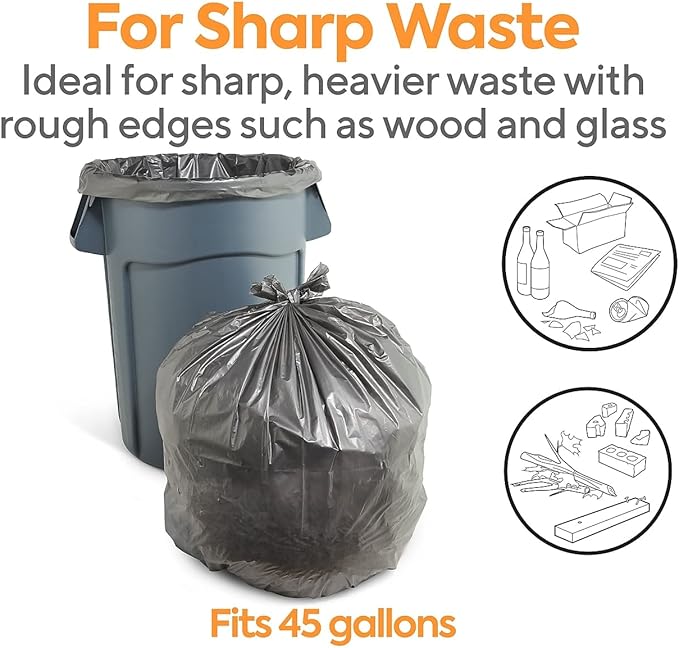Coastwide Professional 40-45 Gallon Trash Bag 39 x 47 Low Density 1.7 mil Silver 50 Bags/Box