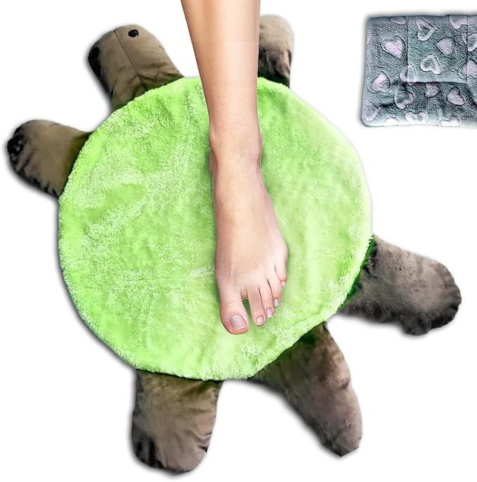 Floor Turtle Foot Mop 4 Sizes Cute Double-Sided Turtle-Shaped Floor Cleaning Pad with A rag for Dust and Hair Washable Reusable Foot Cleaner for Home and Office Floors (19.68 in)
