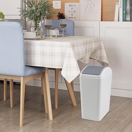 3-Pack 4.5 Gallon Plastic Trash Can with Swing Lid Swing-Top Waste Can Grey