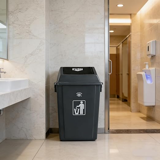 4 Packs 18 Gallon Large Commercial Trash Can Kitchen Waste Bin with Lid Plastic Tall Garbage Can Outdoor 30 High